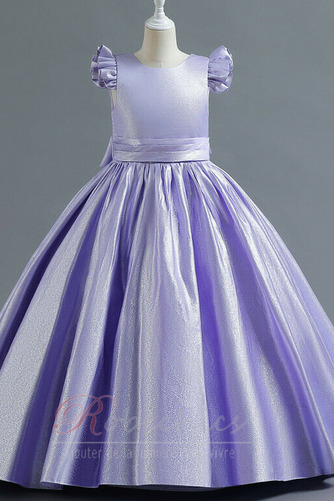 Robe Cortège Fille Col ras du Cou Sans Manches Glissière A-ligne Longueur ras du Sol - Page 4