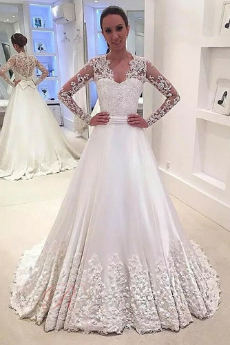 Robe de mariée Satin Gazer aligne Col en V Foncé De plein air - Page 1