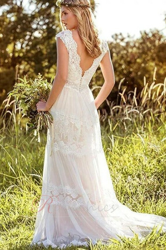 Robe de mariée Bouton Traîne Courte Naturel taille Été Couvert de Dentelle - Page 2