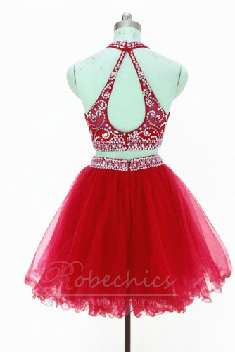 Robe de Cocktail Col ras du Cou Automne Tulle Corsage Avec Bijoux Sans Manches - Page 7