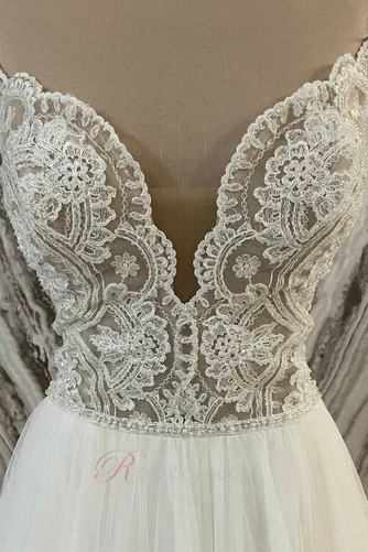 Robe de mariée Dos nu Automne a ligne Au Drapée Bretelles Spaghetti - Page 3