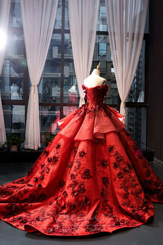 Robe de Bal Lacet Naturel taille Orné de Rosette A-ligne Soie Grandes Tailles - Page 6
