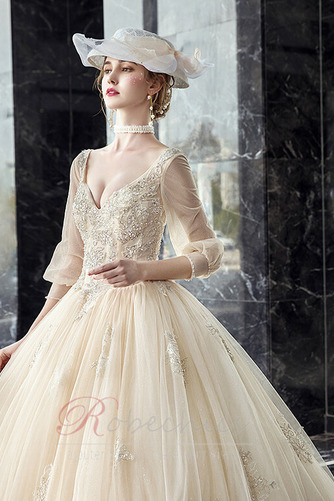Robe de mariée Col en V Perle Naturel taille Formelle Col en V Foncé - Page 4