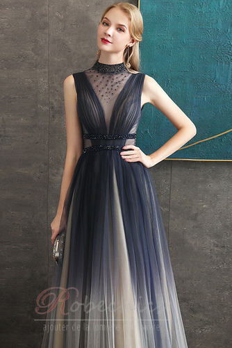 Robe de Soirée Tulle Exquisite Col haut a ligne Sans Manches noble - Page 4