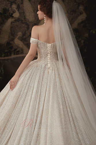 Robe de mariée Lacet A-ligne Mancheron Longue Naturel taille Fourreau Avec Bijoux - Page 4