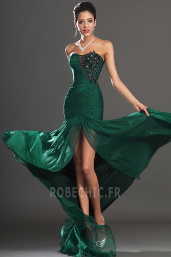 Robe de Soirée Jade Sans Manches Tube droit Glamour Chiffon Zip - Page 4