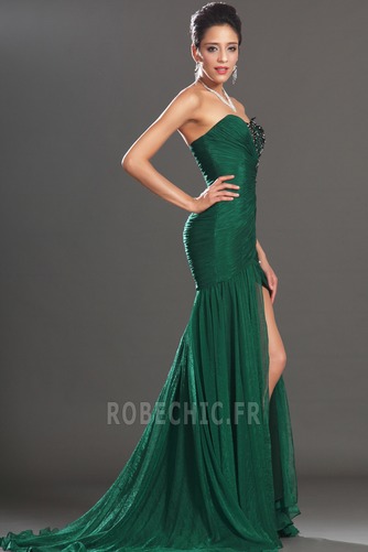 Robe de Soirée Jade Sans Manches Tube droit Glamour Chiffon Zip - Page 5