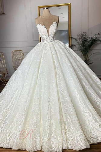 Robe de mariée Sans Manches Formelle Zip A-ligne Couvert de Dentelle - Page 3