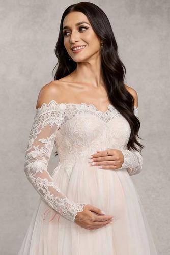 Robe de mariée Tissu Dentelle Printemps Empire Épaule Dégagée Traîne Mi-longue - Page 5