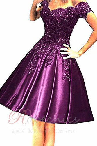 Robe de Cocktail Longueur Genou Épaule Dégagée A-ligne Manche Courte - Page 7