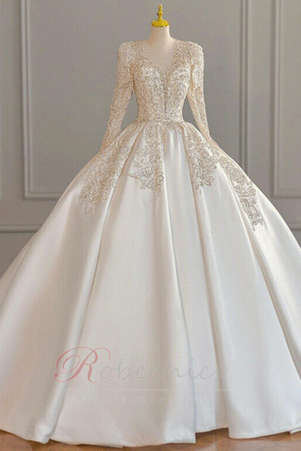 Robe de mariée Manche Longue Eglise Lacez vers le haut Longue Perle - Page 1