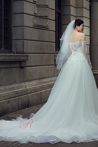 Robe de mariée Tulle Épaule Dégagée Formelle A-ligne Longue Milieu dos - Page 2