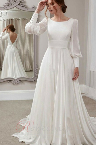 Robe de mariée Dos nu Naturel taille Simple Longue Lanterne Plage - Page 1