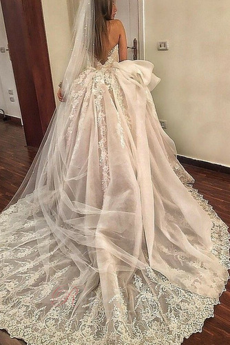 Robe de mariée Dos nu Organza Longue Col en Cœur Elégant Sans Manches - Page 3