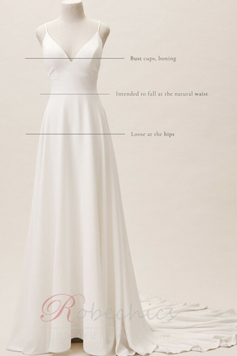 Robe de mariée Simple Sans Manches Rivage Au Drapée Chiffon Bretelles Spaghetti - Page 4