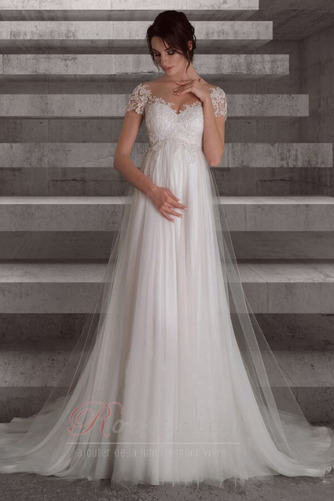 Robe de mariée Empire Manche Aérienne Tulle Traîne Courte taille haut - Page 3