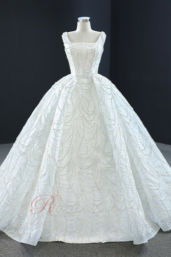 Robe de mariée Formelle Lacet Col Carré Naturel taille Traîne Mi-longue - Page 6