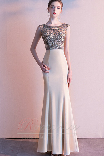 Robe de Soirée Col Bateau Naturel taille Perle Fourreau Étoilé Train de petit - Page 1