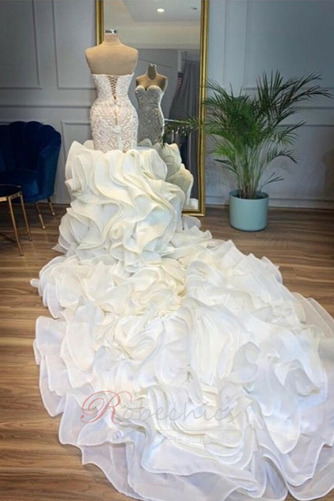 Robe de mariée Sirène Printemps Organza Manquant Sans Manches Au Drapée - Page 2