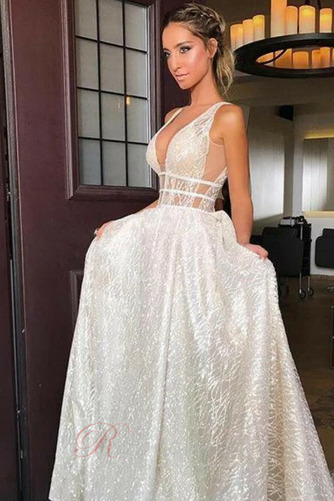 Robe de mariée Tulle Perle Train de balayage Col en V A-ligne Manquant - Page 3