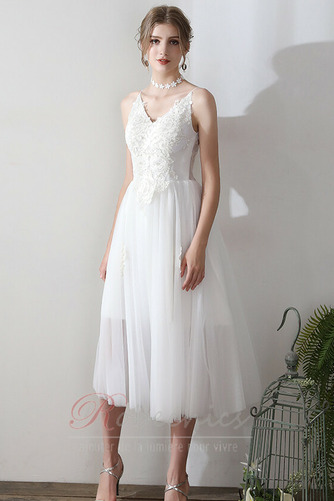 Robe de mariée Dos nu Bretelles Spaghetti Appliques Poire Attrayant - Page 1