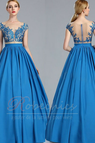 Robe de Soirée Col Bateau Satin Traîne Courte Luxueux Zip Printemps - Page 1