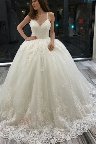 Robe de mariée A-ligne Longue Perlé Sans Manches Lacez vers le haut - Page 1