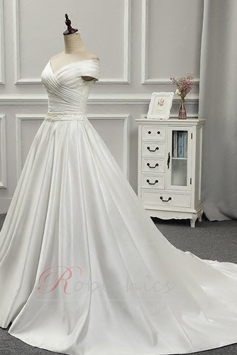 Robe de mariée Fourreau plissé Eglise Satin Avec voile Manche Courte - Page 6