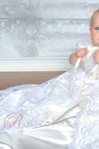 Robe de baptême Col ras du Cou Naturel taille Appliques Été Tissu Dentelle - Page 5