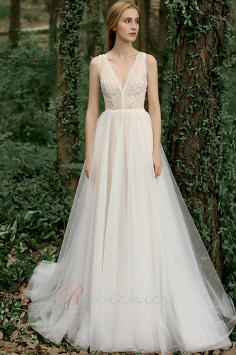 Robe de mariée Dentelle Col en V Dos nu a ligne Tissu Dentelle Longue - Page 3