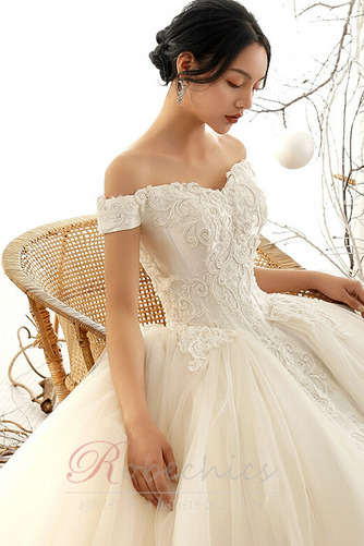 Robe de mariée Tulle Longue Épaule Dégagée Dentelle A-ligne Elégant - Page 5