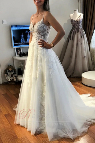 Robe de mariée Dos nu Naturel taille Train de balayage Sans Manches - Page 1