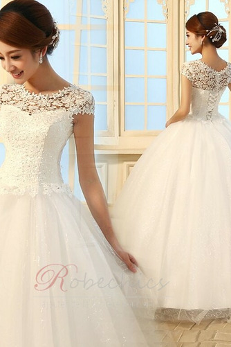 Robe de mariée Dentelle Col ras du Cou Formelle Lacet Manche Courte - Page 3