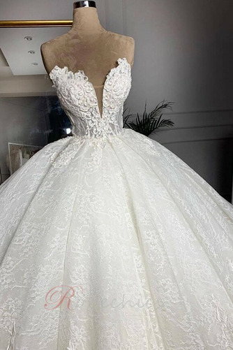 Robe de mariée Sans Manches Formelle Zip A-ligne Couvert de Dentelle - Page 2