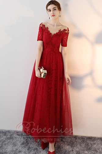Robe de Bal Elégant Fermeture éclair Naturel taille Manche Courte - Page 4