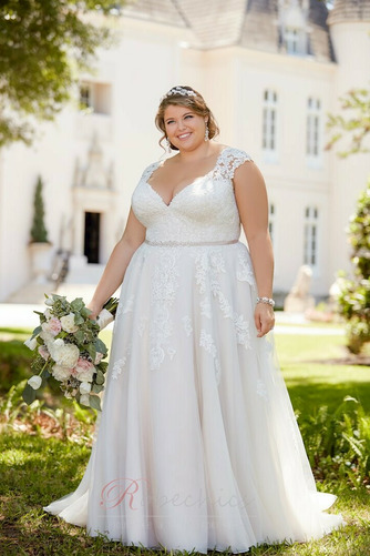 Robe de mariée Longue Naturel taille Plage Sablier Col en V Epurée - Page 1