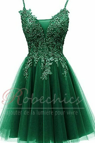 Robe de Cocktail Lacez vers le haut aligne Luxueux Automne Tulle Bretelles Spaghetti - Page 7