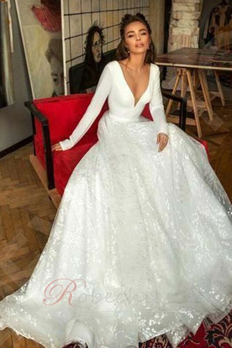 Robe de mariée Manche Longue Soie Couvert de Dentelle aligne Naturel taille - Page 3