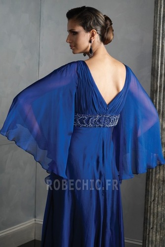 Robe de Soirée Col en V Foncé Perle Corsage plissé Zip Fourreau - Page 3