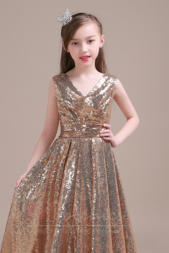 Robe Cortège Fille Col en V Sans Manches A-ligne Naturel taille - Page 5