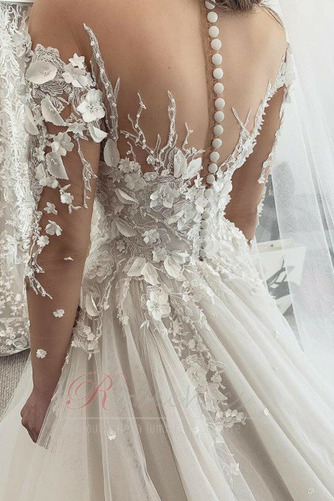 Robe de mariée Dos nu Médium Tulle Salle Manche Aérienne Longue - Page 3