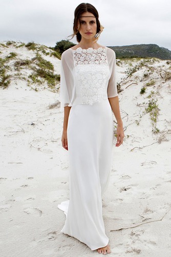 Robe de mariée Zip Plage Avec la veste A-ligne 1/2 Manche Naturel taille - Page 1