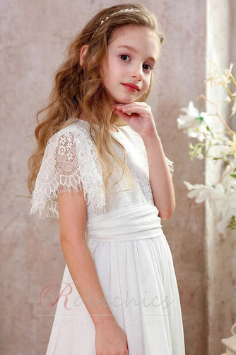 Robe Cortège Fille Dentelle Longueur Cheville Chiffon Manquant Manche Courte - Page 5