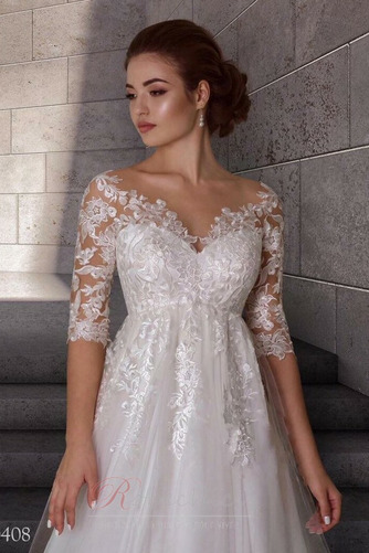 Robe de mariée Empire taille haute Appliques Train de balayage noble - Page 4