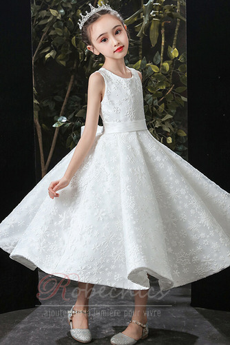 Robe Cortège Fille A-ligne Froid Zip Couvert de Dentelle Col ras du Cou - Page 3