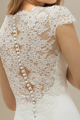 Robe de mariée Dentelle Soie Col ras du Cou Naturel taille Elégant - Page 3