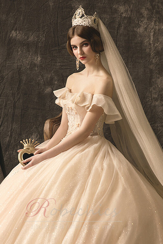 Robe de mariée Chapelle Épaule Dégagée Étoilé Sans Manches Mancheron - Page 5