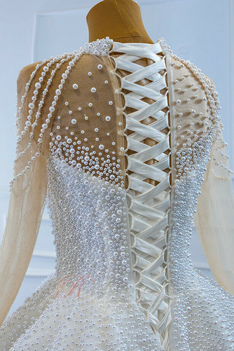 Robe de mariée Lacet Formelle Automne Col ras du Cou Longueur ras du Sol - Page 12