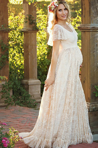 Robe de mariée Simple Col U Profond Haute Couvert À la masse taille haut - Page 1