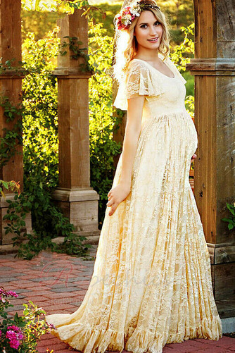 Robe de mariée Simple Col U Profond Haute Couvert À la masse taille haut - Page 6